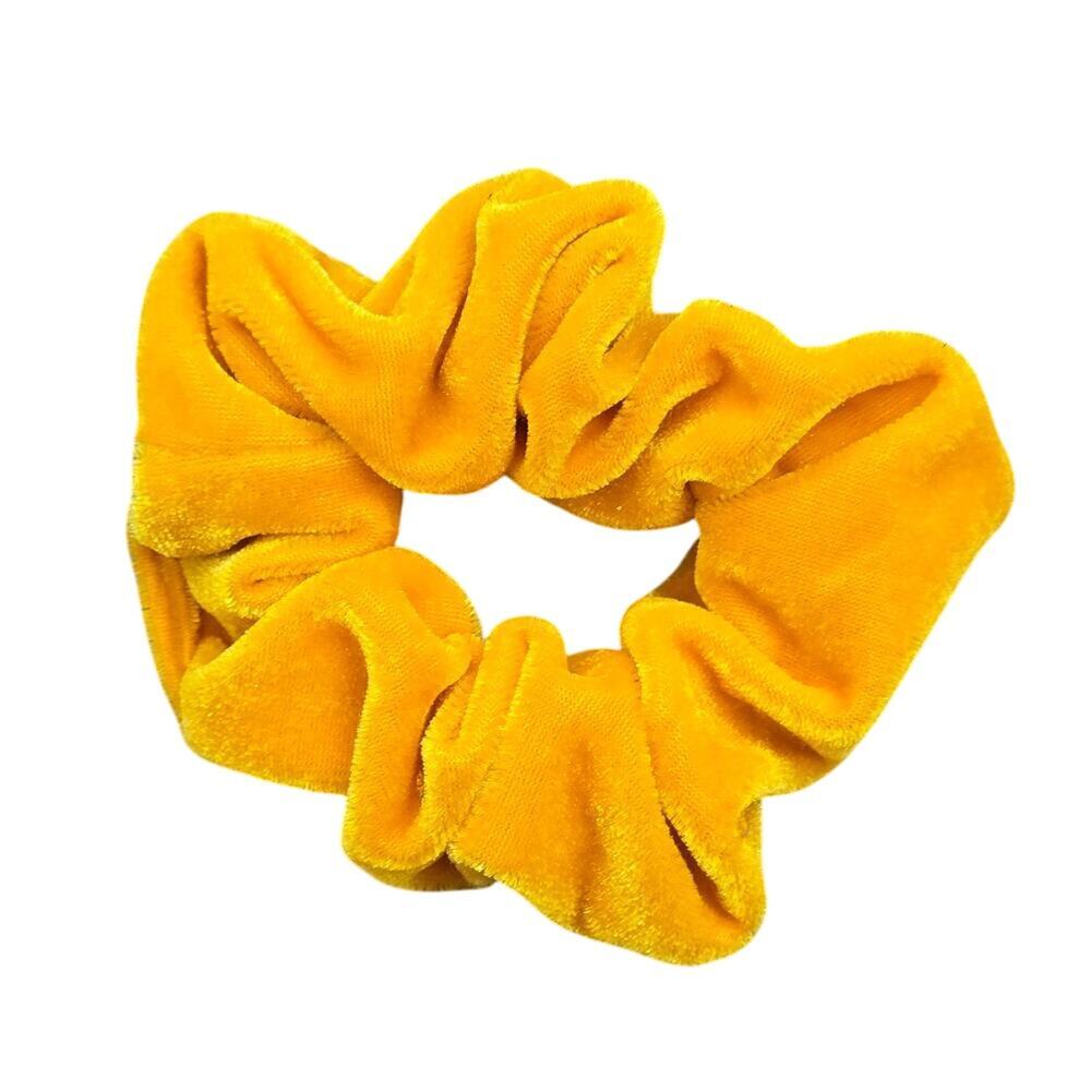 Yellow Gold Velvet Velour Hair Tie Accessories Scrunchie Handmade‎ SB21
